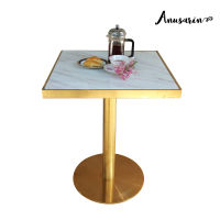 Anusarin Squared stainless steel Bistro/Dining Table 04 โต๊ะรับประทานอาหาร 60 cm -Gold