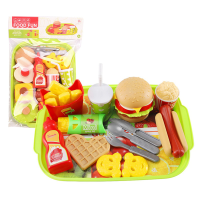 22pcs Burger Chips Pretend Play Food Set Hamburger Hotdog Fries Role Play Toy