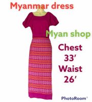 ชุดพม่า ชุดวัยรุ่น ขนาด รอบอก33นิ้วกระโปรงรอบเอว 26นิ้ว မြန်မာဝမ်းဆက်ချူပ်ထားပြီးသာ ရင် ၃၃ လေးလွှာထမိန် အရှည် ၂၆ အသားဂျိတ်နဲ့ ချူပ်ထားတ်