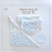 Yếm Tam Giác Sợi Tre 6 Lớp Goodmama Set 3 Cái Dành Cho Bé Từ 0-3 Tuổi