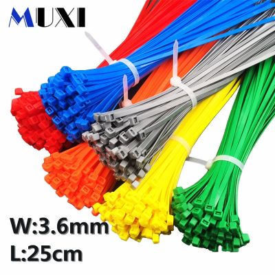 20Pcs/bag 4x250 4x250 3.6mm Width Self-Locking Green Red Blue Yellow Nylon Wire Cable Zip Ties.cable ties