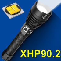 Torch Light ไฟฉาย XHP90.2ไฟฉายไฟฉายLEDที่มีประสิทธิภาพมากที่สุดXHP90ไฟฉายกลมีค่าใช้จ่ายUSBแฟลชแสง18650โคมไฟLED