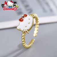 Sanrio Hello Kitty Opening Ring Womens Pineapple Cute Cartoon Animal Fashion Jewelry Accessories Gifts Girl Finger Rings Toy