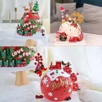 [Xmas]Christmas Small Train Cake Decoration Santas Snowman Christmas Bear Cake Decoration