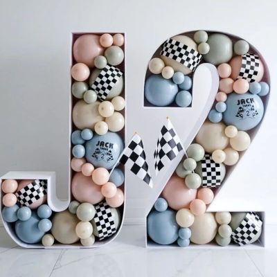 Baby Letter Number Balloon Filling Box Frame Alphabet DIY Letter Baby Shower Birthday Number 30th 40th 50th Birthday Party Decor Artificial Flowers  P