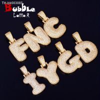 ✼ A-Z Single Bubble Letters Necklaces amp; Pendant Chain For Men Women Gold Color Cubic Zircon Hip Hop Jewelry Gifts