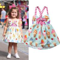 Princess Girls Summer Toddler Kids Sleeveless Ice Cream Print Strap Tutu Party Dress Sundress Clothes  by Hs2023