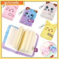 GOTORADE DIY อุปกรณ์เครื่องเขียนน่ารักแถบสมุดจดอุปกรณ์สำนักงานมีขนนุ่มแมวการ์ตูนสมุดโน้ตแผ่นจดบันทึกจี้พวงกุญแจ