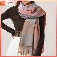 QIAO Ourdoor Plaid Women Lady Tartan Check ผ้าคลุมไหล่ ผ้าพันคอ ผ้าคลุมไหล่