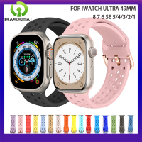 สายนาฬิกา Apple Watch 8 7 6 SE 5 4 3 2 1สำหรับ I Watch สายซิลิโคนแบบสปอร์ตระบายอากาศได้ดี49มม. 45 41 40 44มม. 38มม. 42มม. 42มม.