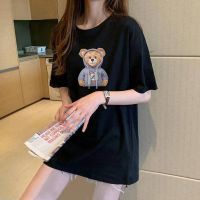 COD Womens Plus Size T-shirt Casual Cute Bear Pattern Cartoon Teddy Printed Half Sleeves Top Fashion Big Size Tee Shor_02