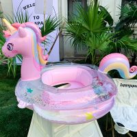 Kids Rainbow Sequined Unicorn Swim Ring Baby Inflatable Swimming Circle Pool Float Children Swim Circle Tube Pool Toys Floating