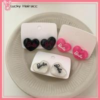 LUCKY HAIRACC น่ารักน่ารักๆ ต่างหูตุ๊กตาบาร์บี้ รักรูปร่าง เรซิน เครื่องประดับชุดตุ๊กตาบาร์บี้ ของขวัญสำหรับเด็ก อะนิเมะ ต่างหูตัวอักษรภาษาอังกฤษ สำหรับผู้หญิง