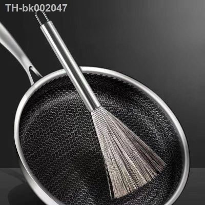 ✽☄ 304 Stainless Steel Kitchen Pot Brush New Cleaning Brush Utensil Scrubber Scouring Pads Ball for Brush Sponge Dishwashing Brushs