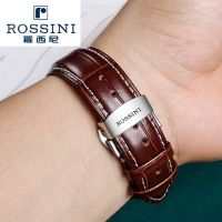 ❀❀ Rossini/strap leather stainless steel butterfly buckle male and female head layer cowhide watch chain accessories