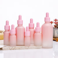 Gradient Pink Dispensing Container Pink Oil Storage Bottle Gradual Pink Essential Oil Dispenser Essence Glass Bottle With Gradual Color Refillable Pink Glass Bottle