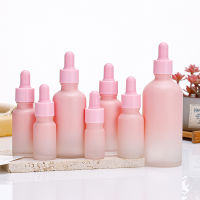 Sleek Pink Liquid Container Fancy Pink Glass Dropper Bottle Essence Glass Bottle With Gradual Color Refillable Pink Glass Bottle Cosmetic Dropper Bottle In Pink