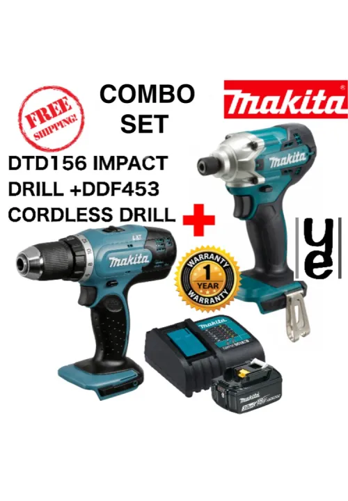 MAKITA COMBO CORDLESS ( DDF453 DRILL + DTD156 CORDLESS IMPACT DRIVER