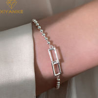 XIYANIKE 925 Sterling Silver Geometric Square Cross Round Bead Bracelet For Women Creative Design Fashion Hand Jewelry Party