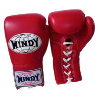 Windy Sports Lace up Gloves BGL (8 oz.) ฺRed Genuine Leather MuayThai MMA K1นวมเชือก ชกมวยไทย วินดี้สปอร์ต ทำจากหนังแท้ สีแดง