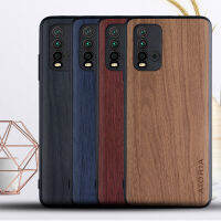 ไม้เช่นเคสสำหรับXiaomi Redmi 9Tนุ่มซิลิโคนTPUและHard PC &amp; ไม้หนังPUครอบคลุมCoque Fundas