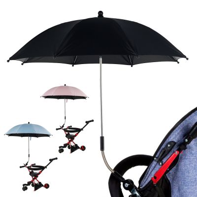 【CC】 Pram Parasol Wind-resistant UV Protection Safety Baby Stroller Umbrella Rotatable Adjustable Fixture Compact-fold