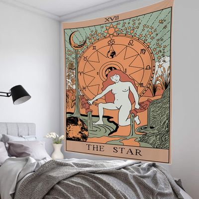 Sevenstars Tarot the Moon Tapestry Medieval Europe Divination Tapestry Wall Hanging Mysterious Paintings
