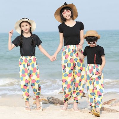 2023 hot womens taro flower wholesale summer ladies cotton casual pants beach pants home leisure nine points harem pant