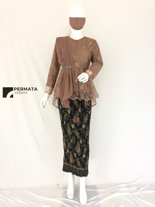 KEBAYA TERBARU SETELAN KEBAYA SELENDANG AUREL FULL BROKAT // KEBAYA ...