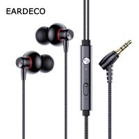 EARDECO Metal Wired Mobile Headphones With Mic Earphone Bass Phone Headset Stereo Braided Wire Earphones Noise Reduction Hifi Over The Ear Headphones