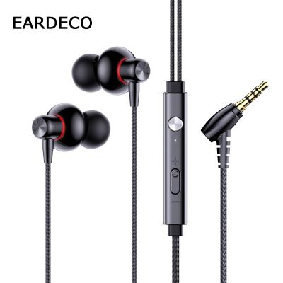 EARDECO Braided Wire Earphones Metal Wired Headphones With Mic Earphone Bass Phone Headset Stereo Noise Reduction Hifi for Live
