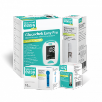 Glucocheck Easy Pro เครื่องตรวจวัดระดับน้ำตาล รับประกันตลอดอายุการใช้งาน (เข็ม 50 ชิ้น แผ่นตรวจ 50 ชิ้น)