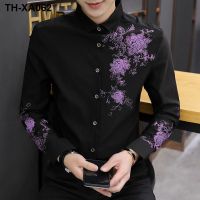 Age season business casual no-iron elastic men long sleeve shirt printing tide of han edition cultivate ones morality handsome mens shirts