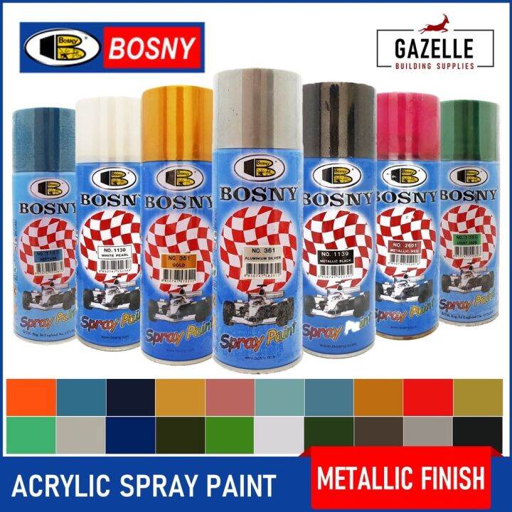 Bosny 100 Acrylic Spray Paint Pearl Metallic Finish Candy Tone Metal