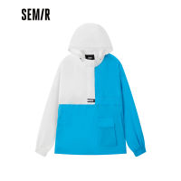 Semir เสื้อผู้หญิงเนื้อคมชัดสีเย็บตาข่าย2022ฤดูใบไม้ร่วงใหม่หลวมคลุมด้วยผ้า Drawstring ด้านบนสบายๆอินเทรนด์