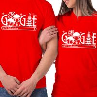 การจัดส่งในประเทศไทยเสื้อยืดผ้าฝ้าย เสื้อยืดคริสต์มาสTii-Rex Google Greeting Season Search Christmas Bells and Snow Tree Unisex Round Neck T【S-3XL】