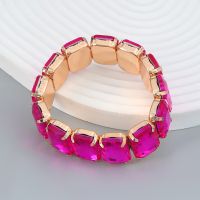 Luxury Shiny Crystals Bracelet Charm Wedding Bracelets for Women Anniversary Fuchsia White CZ Aesthetic Jewelry