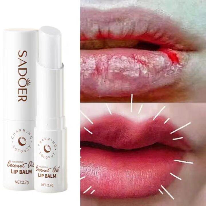 SADOER Coconut Oil Lip balm Cream pelembab bibir Pembersih Kulit Mati