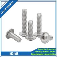 1/50pc ISO7380.2 304 Stainless Steel Hex Hexagon Socket Round Pan Flange Truss Head With Washer Collar Screw Bolt M3 M4 M5 M6 M8