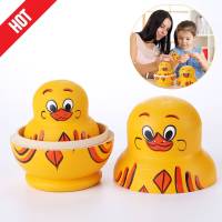 10 Layers Handmade Hand-painted Arts Crafts Yellow Duck Matryoshka Wooden Babushka Dolls Toys Decoration Ornaments