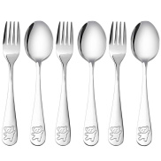 Stainless Steel Child Safety Cutlery Bear Children Spoon and Fork Set