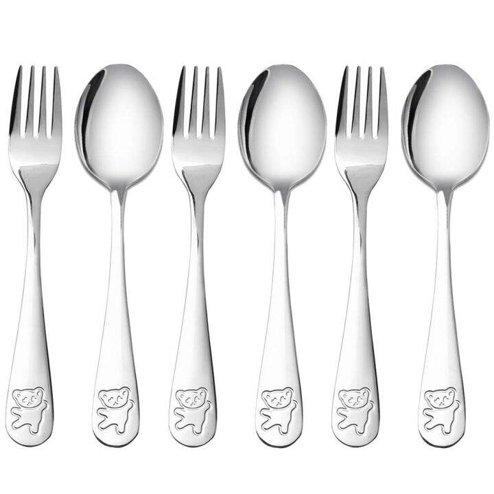 Stainless Steel Child Safety Cutlery Bear Children Spoon and Fork Set