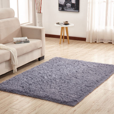Silk Long Hair Carpet Living Room Bedroom Office Entrance Hall Bed Table Bath Nordic Furry Large Size Fluffy Shag Pink Girl Rug