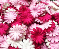 ดอกไม้กระดาษสา กลีบดอกไม้ ดอกเดซี่ Daisy Flowers โทนสีชมพู-ขาว กลีบดอกไม้ไม่มีก้าน งานฝีมือ งานประดิษฐ์ DIY สำหรับเด็กนักเรียน นักศึกษา