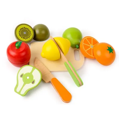 ชุดผลไม้และผักจำลองเกมคลาสสิกทำจากไม้ชุดทำครัว Montessori ของเล่นเพื่อพัฒนาการสำหรับเด็กเด็กปฐมวัย