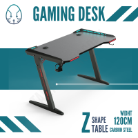 โต๊ะเกมมิ่ง โต๊ะคอมพิวเตอร์ มี LED ขาโต๊ะทรง Z หน้ากว้าง 120cm 140cm โต๊ะเกมส์ โต๊ะทำงาน โต๊ะทำการบ้าน – Ergonomic Gaming Table Gamer Desk w RGB Light Gaming Desk