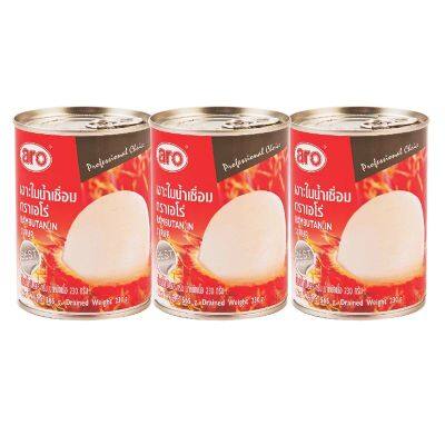 สินค้ามาใหม่! เอโร่ เงาะในน้ำเชื่อม 565 กรัม x 3 กระป๋อง aro Rambutan in Syrup 565g x 3 Cans ล็อตใหม่มาล่าสุด สินค้าสด มีเก็บเงินปลายทาง