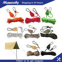 Manooby 4/5เมตรที่แขวนเชือกแบบมีวงล้อรอกแบบปรับได้หัวเข็มขัดคงที่เชือกลมสำหรับเป้สะพายหลังกันน้ำเต็นท์บังแดดหลังคา