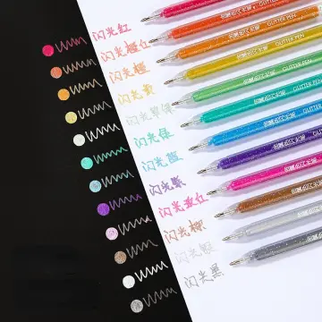 48pcs/Set Glitter Sketch Drawing Color Pen Markers Gel Pens Set Refill  Rollerball Pastel Neon Marker Office School Stationery