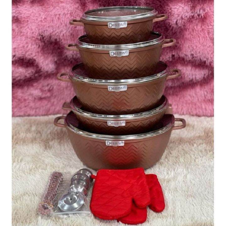 NEW DESSINI WAVE 12pc Set Cookware Premium Casserole Granite Set Frying